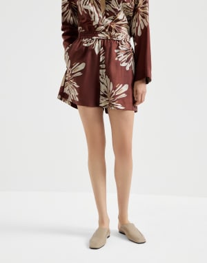 Bloom print shorts Bordeaux Woman - Brunello Cucinelli