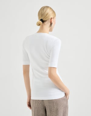 Ribbed jersey T-shirt White Woman - Brunello Cucinelli