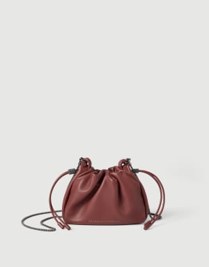 Borsa Bucket Mellow mini in pelle Soft Rosso Mattone Donna - Brunello Cucinelli