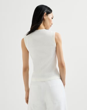 Ribbed jersey top Ivory Woman - Brunello Cucinelli