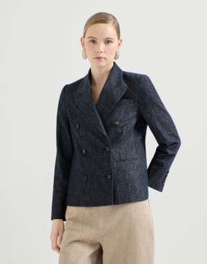 Blazer aus Twill in Denim-Optik Dunkles Jeansblau Damen - Brunello Cucinelli