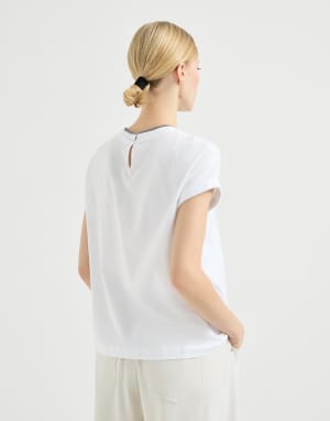 T-shirt with Precious Faux Layering White Woman - Brunello Cucinelli