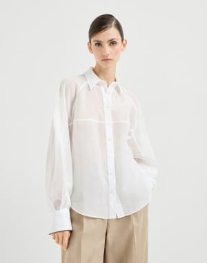 Striped organza shirt White Woman - Brunello Cucinelli