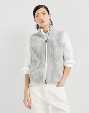 Cashmere down vest Light Grey Woman - Brunello Cucinelli