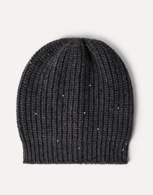 丝绒混纺编织帽 褐煤灰 女款 - Brunello Cucinelli