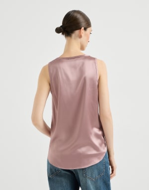 Stretch silk satin camisole Antique Pink Woman - Brunello Cucinelli