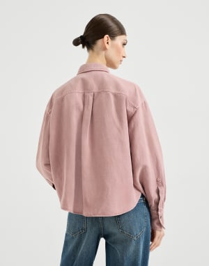 Garment-dyed cover shirt Pink Woman - Brunello Cucinelli