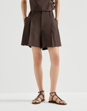 Shorts Formal con Monile Cacao Mujer - Brunello Cucinelli