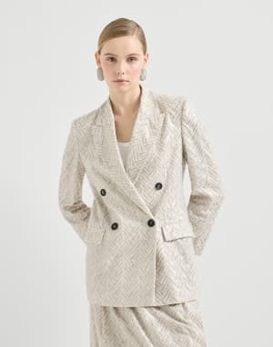 Blazer mit Dazzling Chevron Embroidery Beige Damen - Brunello Cucinelli