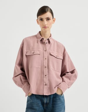 Garment-dyed cover shirt Pink Woman - Brunello Cucinelli