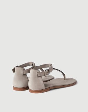 Sandals with monili Light Grey Woman - Brunello Cucinelli