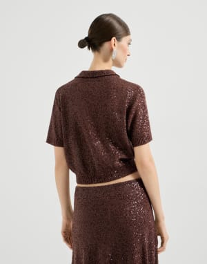 Dazzling Texture polo Bordeaux Woman - Brunello Cucinelli