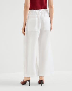 Pantalón Pleated A-Line Blanco Mujer - Brunello Cucinelli