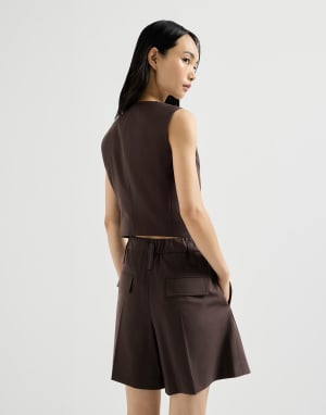 Tropical Luxury wool vest Cocoa Woman - Brunello Cucinelli