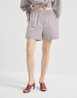 Pyjama-style shorts with monili Bordeaux Woman - Brunello Cucinelli
