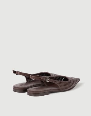 Calfskin net slingback flats Brown Woman - Brunello Cucinelli
