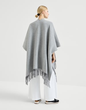Wool and cashmere double knit poncho Medium Grey Woman - Brunello Cucinelli
