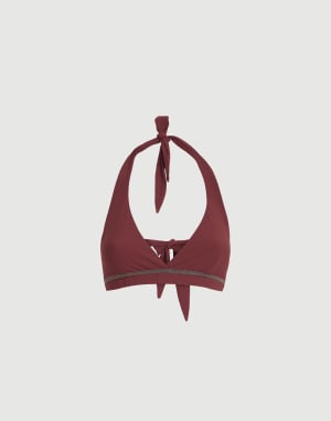 Bikini top with monili Bordeaux Woman - Brunello Cucinelli