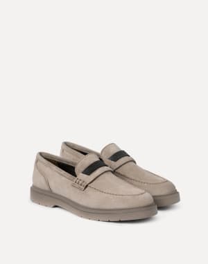 Penny Loafer in camoscio con monile Beige Donna - Brunello Cucinelli