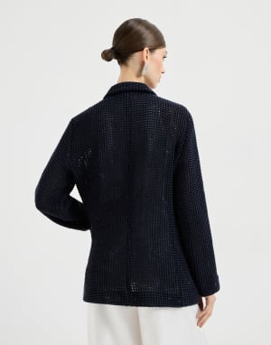 Giacca in maglia a rete Blu Donna - Brunello Cucinelli