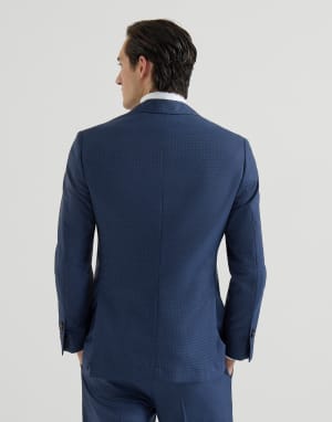 Houndstooth blazer Navy Blue Man - Brunello Cucinelli