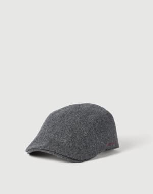 Virgin wool flannel flat cap Dark Grey Man - Brunello Cucinelli