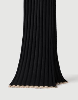 Cashmere rib knit scarf Black Man - Brunello Cucinelli