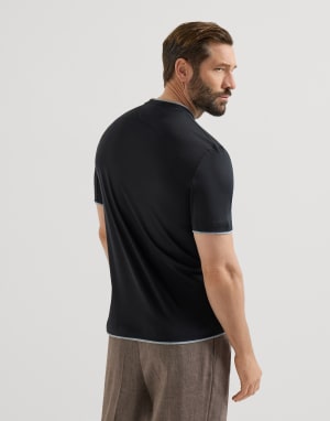 T-shirt with faux-layering Black Man - Brunello Cucinelli