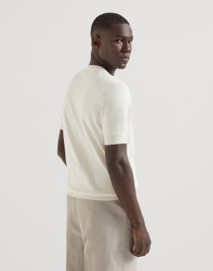 Cotton T-shirt Ivory Man - Brunello Cucinelli