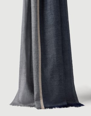 Bufanda Colorblock de cachemir y seda Marine Hombre - Brunello Cucinelli