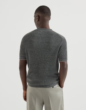 Camiseta de lino y algodón Gris Oscuro Hombre - Brunello Cucinelli