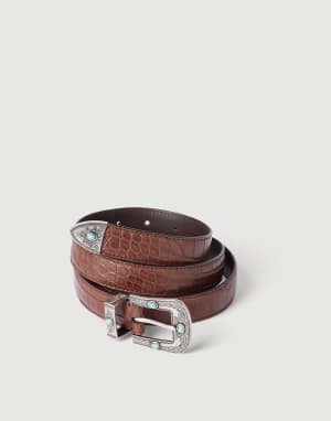 新品！BELLINO CUCINELLI レザーベルト95プンターレ 新品！BELLINO CUCINELLI レザーベルト95プンターレ 【公式通販】