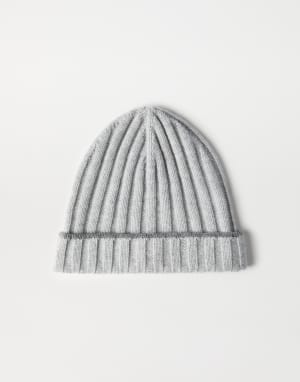 Cashmere rib knit beanie Light Grey Man - Brunello Cucinelli
