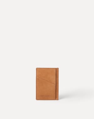 Nubuck card holder Cognac Man - Brunello Cucinelli