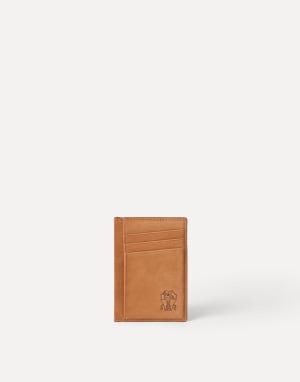 Nubuck card holder Cognac Man - Brunello Cucinelli