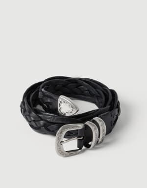 Braided calfskin belt Black Man - Brunello Cucinelli