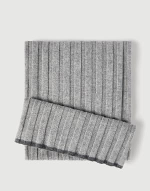 Cashmere rib knit scarf Light Grey Man - Brunello Cucinelli