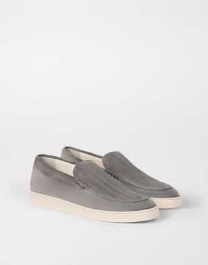 Slip-on en daim effet chevrons Brouillard Homme - Brunello Cucinelli