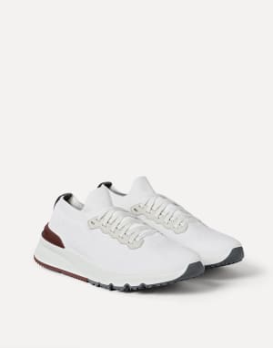 Cotton and calfskin runners White Man - Brunello Cucinelli