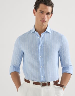 Chalk stripe shirt Azure Man - Brunello Cucinelli
