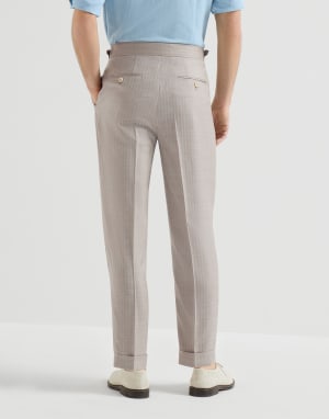 Trousers with double pleats and tabs Light Grey Man - Brunello Cucinelli