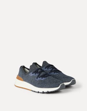 Cotton chiné knit runners Azure Man - Brunello Cucinelli
