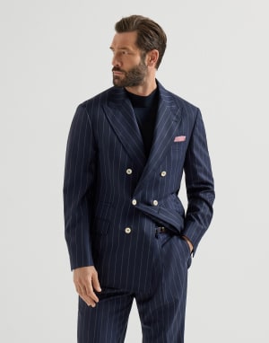 Wide chalk stripe blazer Blue Man - Brunello Cucinelli
