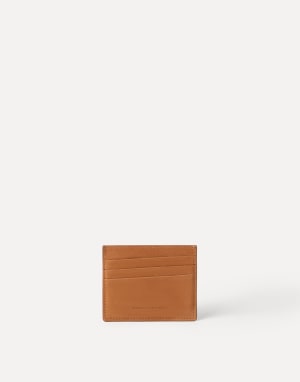 Nubuck card holder Cognac Man - Brunello Cucinelli