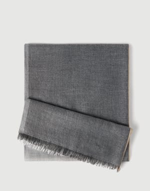 Cashmere and silk color block scarf Lead Man - Brunello Cucinelli