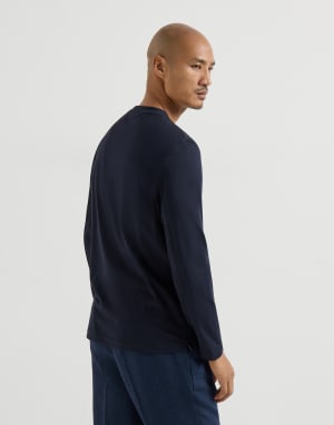 T-shirt in jersey di cotone Blu Navy Uomo - Brunello Cucinelli