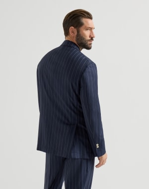 Wide chalk stripe blazer Blue Man - Brunello Cucinelli
