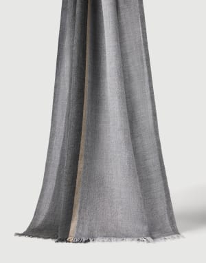 Cashmere and silk color block scarf Lead Man - Brunello Cucinelli