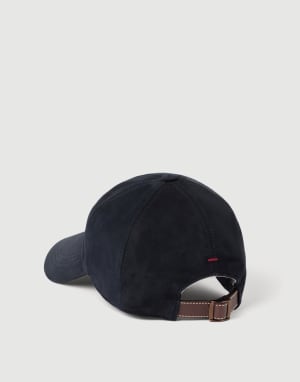 Gorra de béisbol en piel de ante Azul Aviación Hombre - Brunello Cucinelli