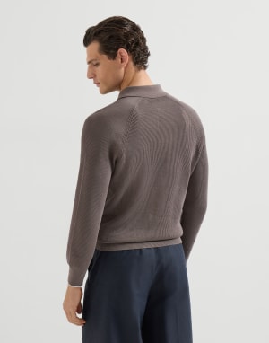 Rib knit polo Hazelnut Man - Brunello Cucinelli
